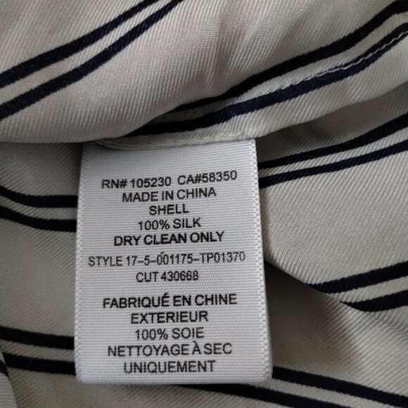 Joie 100% Silk V Neck Blouse Size XS Striped White Black Classic Workcore - Picture 6 of 11